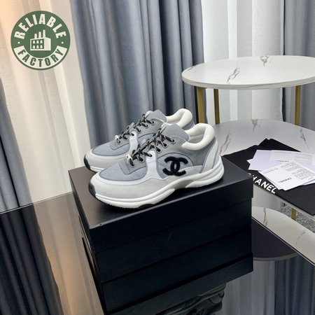 CHANEL LOW TOP TRAINER GRAY WHITE - CC2