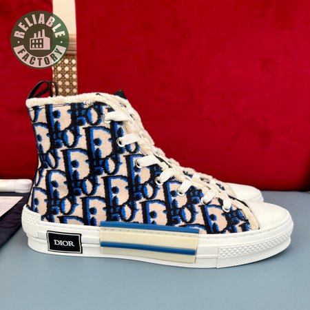 DIOR B23 HIGH-TOP SNEAKER BEIGE,BLACK AND NAVY BLUE DIOR OBLIQUE TAPESTRY - CD92