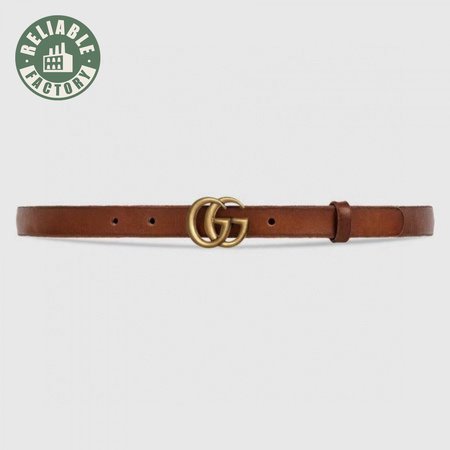 GUCCI LEATHER BELT WITH DOUBLE G BUCKLE