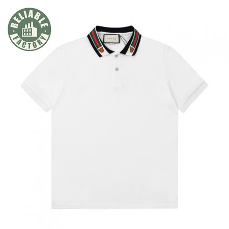 GUCCI COTTON POLO WITH WEB AND FELINE HEAD