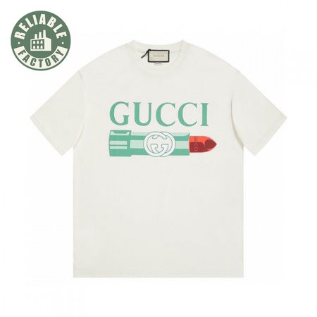 GUCCI LIPSTICK PRINT PRINT COTTON T-SHIRT WHITE