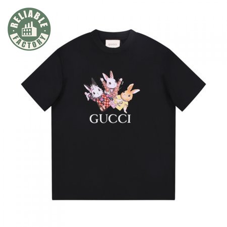 Gucci Rabbits Print Print Cotton T-Shirt Black