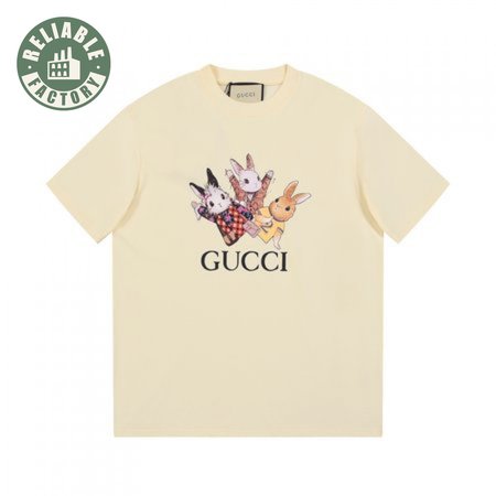 Gucci Rabbits Print Print Cotton T-Shirt White