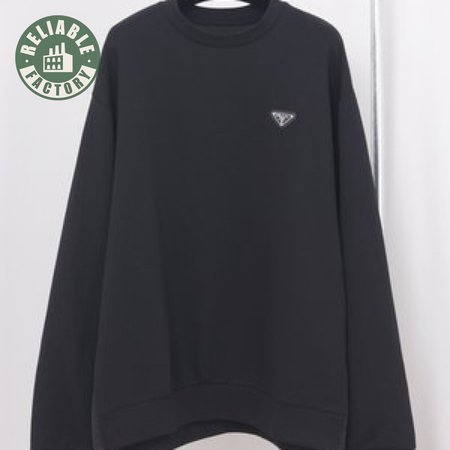 Prada Re-Nylon Logo Plaque Sweater Black