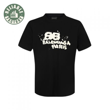 Balenciaga Men's Hand Drawn BB Icon Medium Fit Vintage T-Shirt Black/Beige