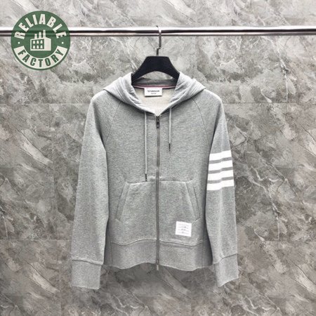 Thom Browne Logo-Patch Zip-Up Hoodie