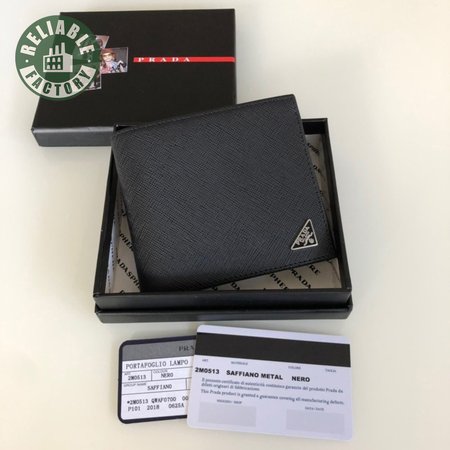 Prada Saffiano Leather Bi-Fold Wallet Black