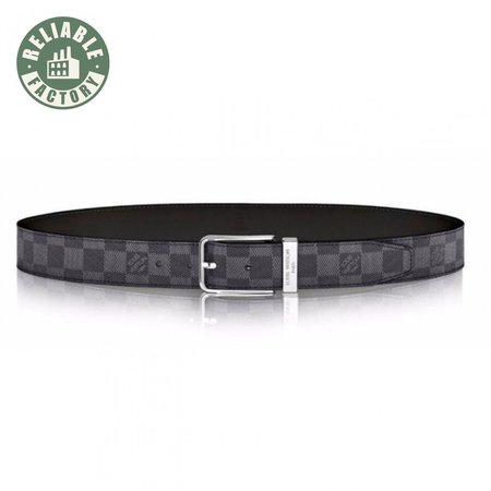 pont neuf belt damier graphite 35mm black grey- lbp004