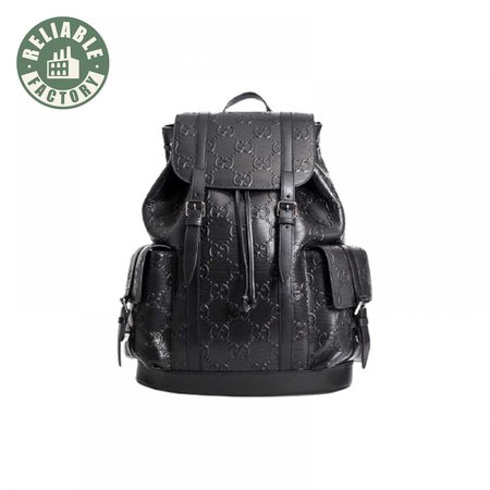 Gg Embossed Backpack In Black Leather GBP014