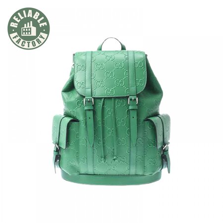 Gg Embossed Backpack In Green Leather GBP015