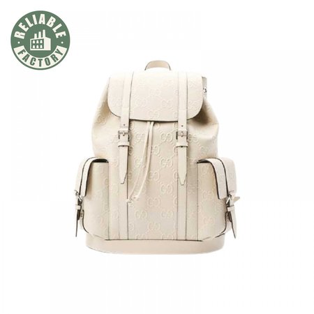 Gg Embossed Backpack In White Leather GBP013