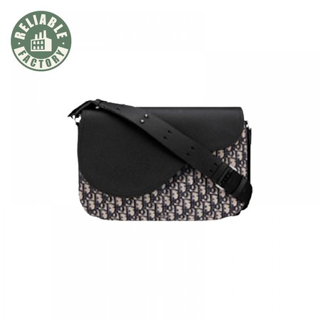 Saddle Messenger Bag Beige and Black Dior Oblique Jacquard and Black Grained Calfskin - DMB010