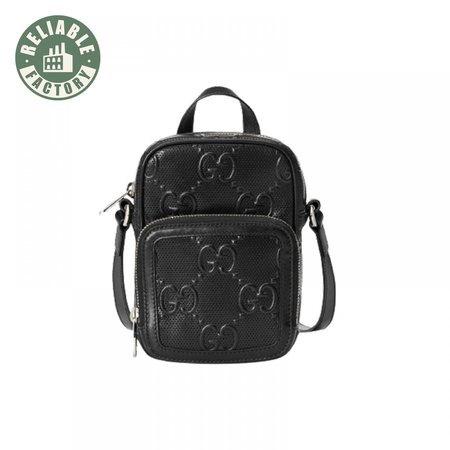 Gg Embossed Mini Bag In Black Leather GMB017