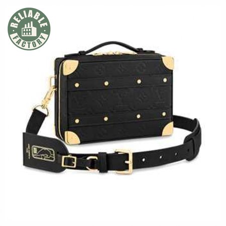 nba handle trunk monogram coated canvas textile lining in black - lmb007