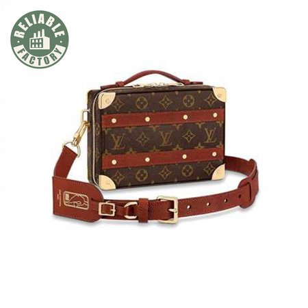 nba handle trunk monogram coated canvas textile lining in brown - lmb009