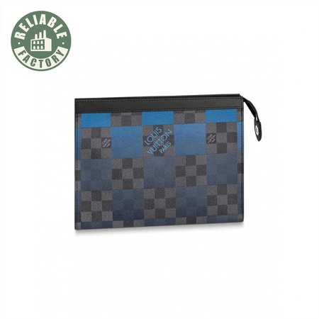 pochette voyage mm damier graphite canvas in blue - pb04