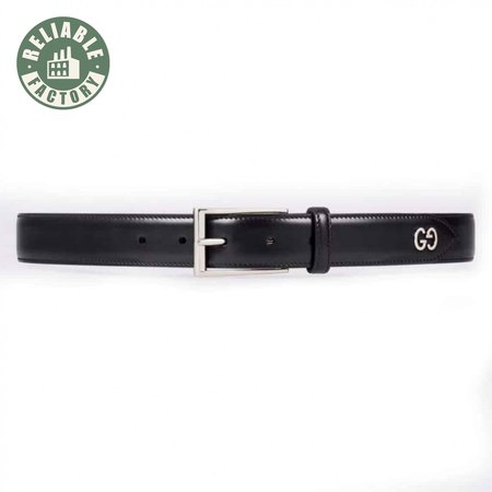 GUCCI LEATHER BELT WITH GG DETAIL - B46