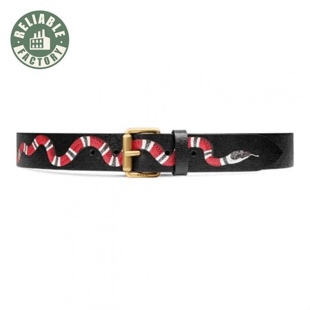GUCCI LEATHER BELT WITH KINGSNAKE - B41