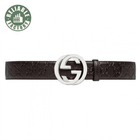 GUCCI BROWN GUCCISSIMA LEATHER INTERLOCKING GG BUCKLE BELT - B38