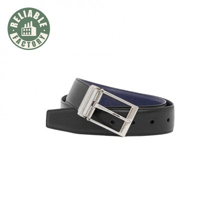 BURBERRY REVERSIBLE LONDON CHECK AND LEATHER BELT DARK CHARCOALBLACK - B29