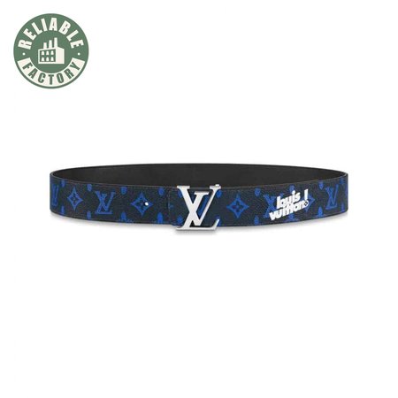 initiales everyday 40mm reversible belt blue monogram black calf leather - b79