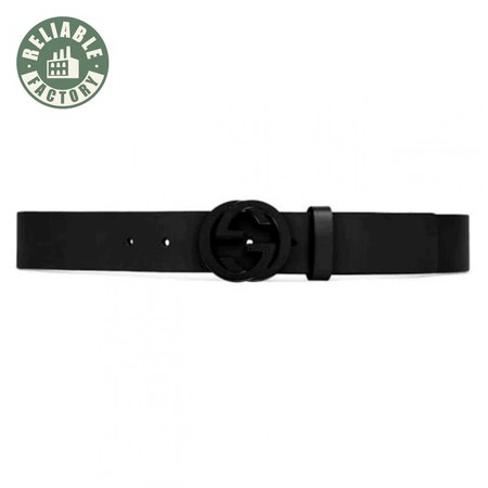 GUCCI LEATHER BELT WITH INTERLOCKING G BUCKLE - B31