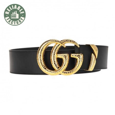 GUCCI LEATHER BELT WITH DOUBLE G BUCKLE - B11