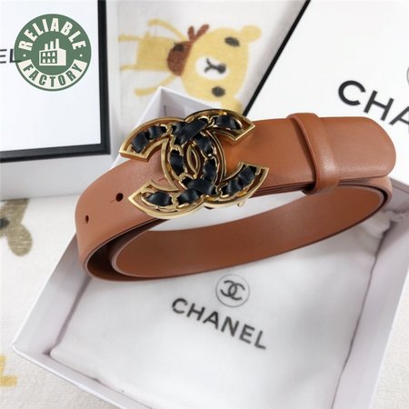 Chanel Leather Belt Buckle 30mm brown