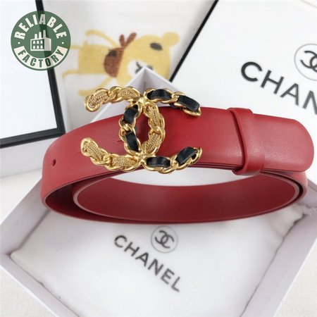 Chanel Leather Belt Buckle 30mm red