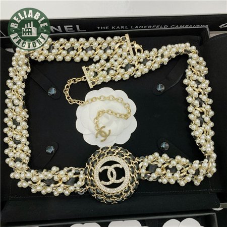 chanel pearl diamond leather belt