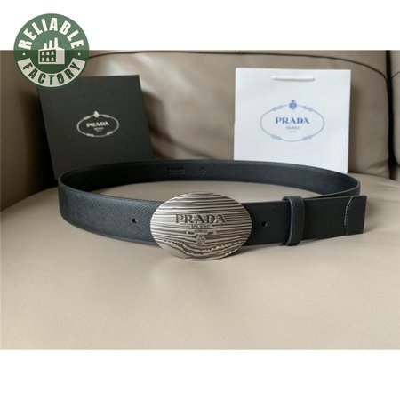 Prada saffiano 34mm leather belt black