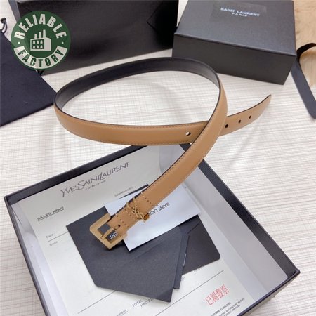 ysl logo leather belt