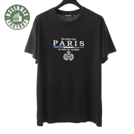 BALENCIAGA CROWN EMBROIDERED BLACK T SHIRT