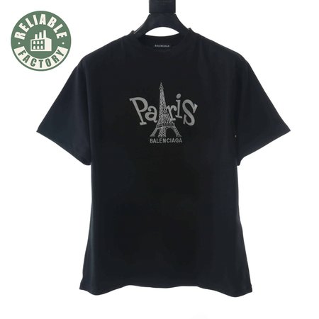 BELENCIAGA PARIS TOWER EMBROIDERED T SHIRT