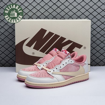 Travis Scott x Air Jordan 1 Low OG Pink Beige Red DM7866-600 Unisex