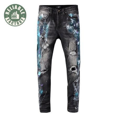 Amiri Blue Splatter Jeans Black