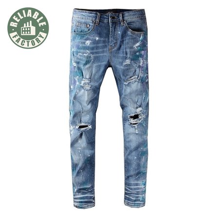 Amiri Blue Splatter Jeans Blue