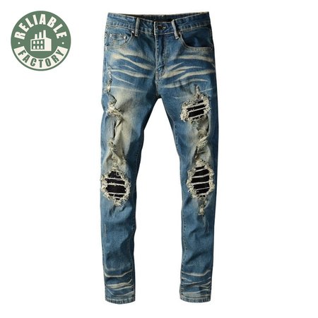 Amiri Blasted Rip Jeans Dark Blue