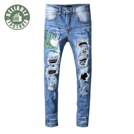 Amiri Cobra Jeans Light Blue / Green