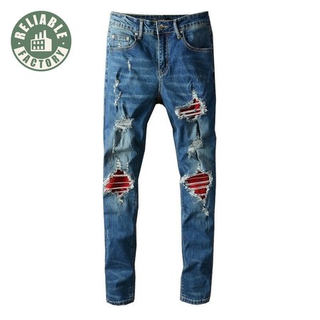 Amiri Design Rip Jeans Dark blue / Red