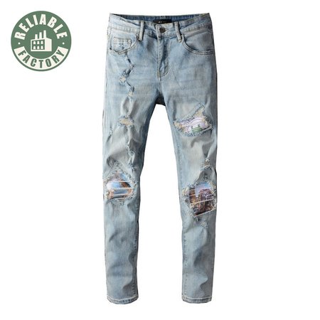 Amiri Design Rip Jeans Light Blue