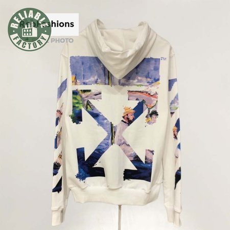 Off White Colored Arrows Zip Up Hoodie