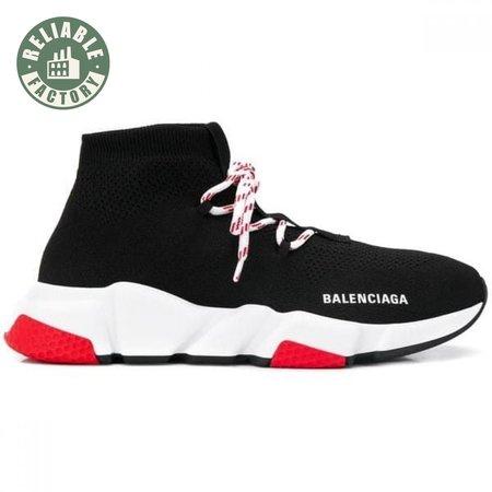 BALENCIAGA SPEED TRAINER LACE UP BLACK RED - BB15