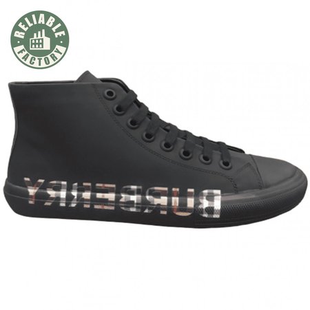 BURBERRY LOGO PRINT GABARDINE HIGH-TOP SNEAKERS - BBR82