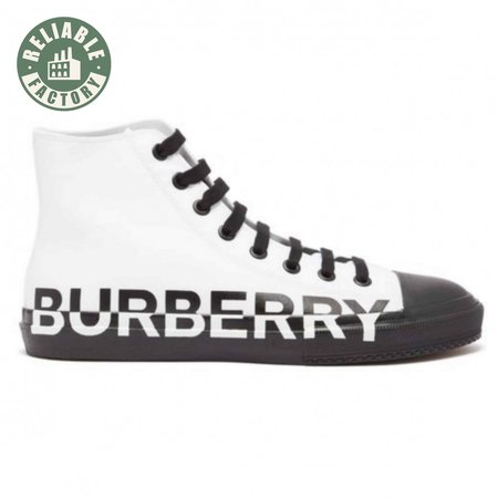 BURBERRY LOGO PRINT GABARDINE HIGH-TOP SNEAKERS - BBR32