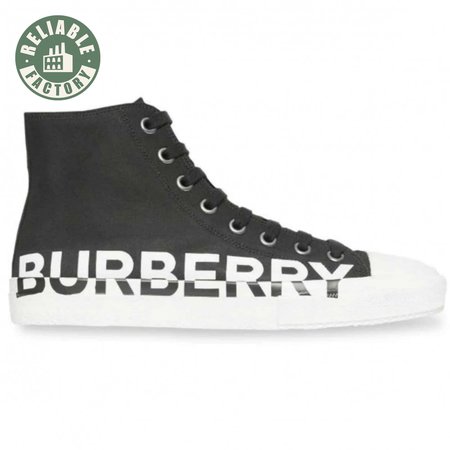 BURBERRY LOGO PRINT GABARDINE HIGH-TOP SNEAKERS - BBR31