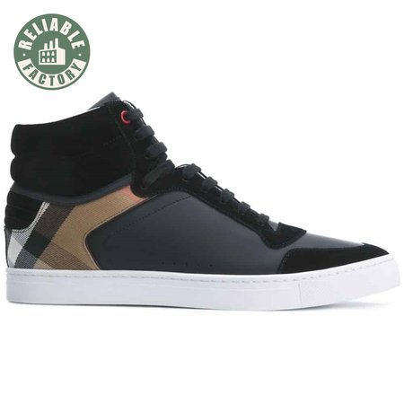 BURBERRY LEATHER AND HOUSE CHECK HI-TOP SNEAKERS - BBR28