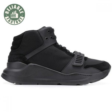 BURBERRY SUEDE AND NEOPRENE HIGH-TOP SNEAKERS - BBR19