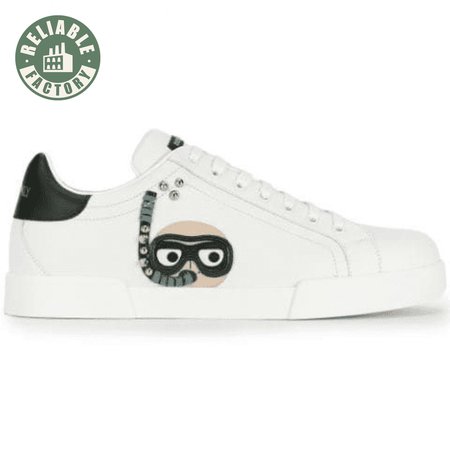 DOLCE & GABBANA CALFSKIN PORTOFINO SNEAKERS WITH PATCHES OF THE DESIGNERS - DG2