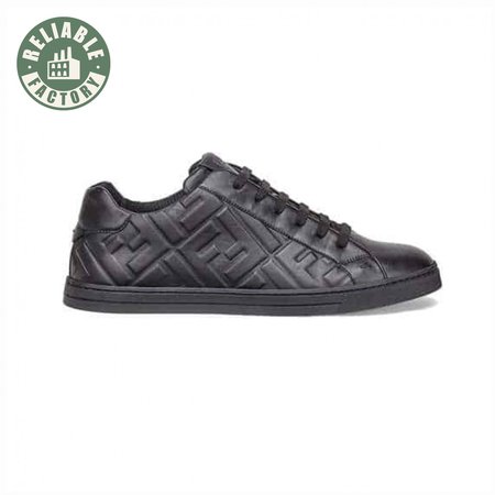 FENDI BLACK NAPPA LEATHER LOW-TOP SNEAKERS - FD04